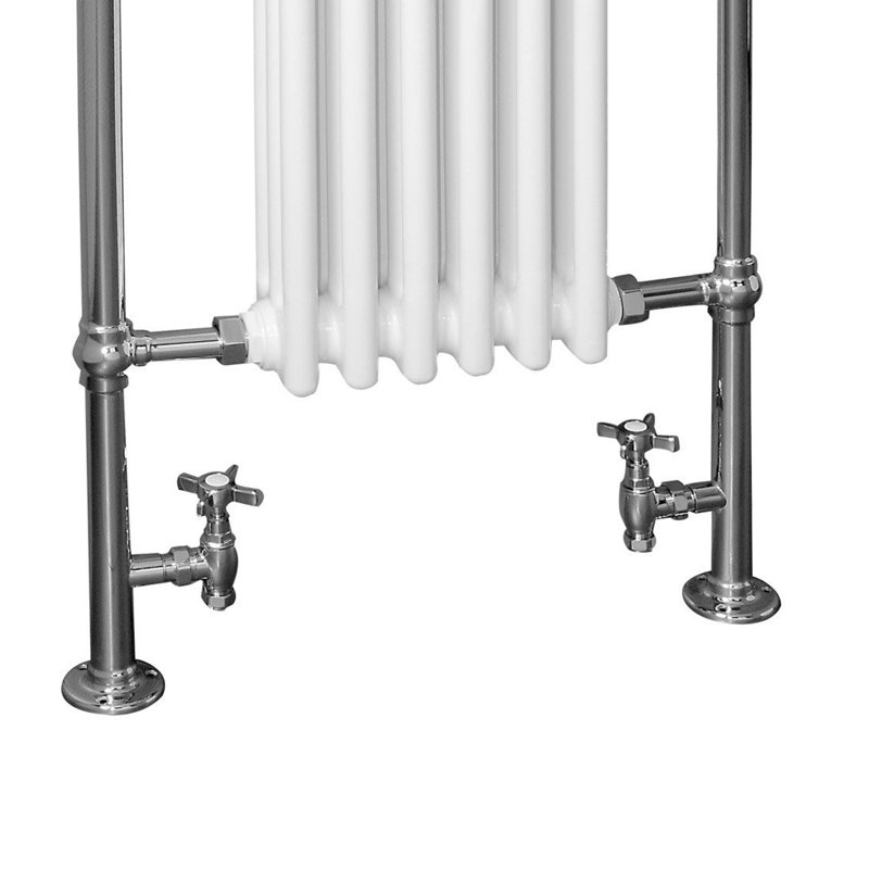Filton Victorian Heated Towel Rail Traditional Column Designer Radiator, Chrome/White, 95.2cm H x 56.8cm W x 23.5cm D