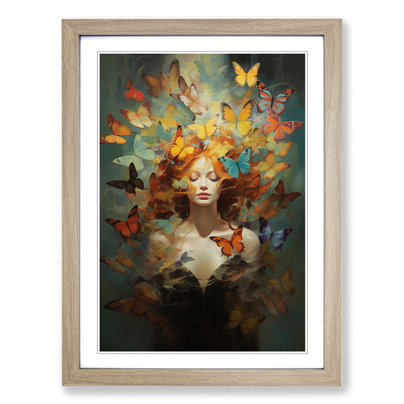 Butterfly Futurism Art - Framed Print, 46cm H x 34cm W x 2cm D, Oak Framed