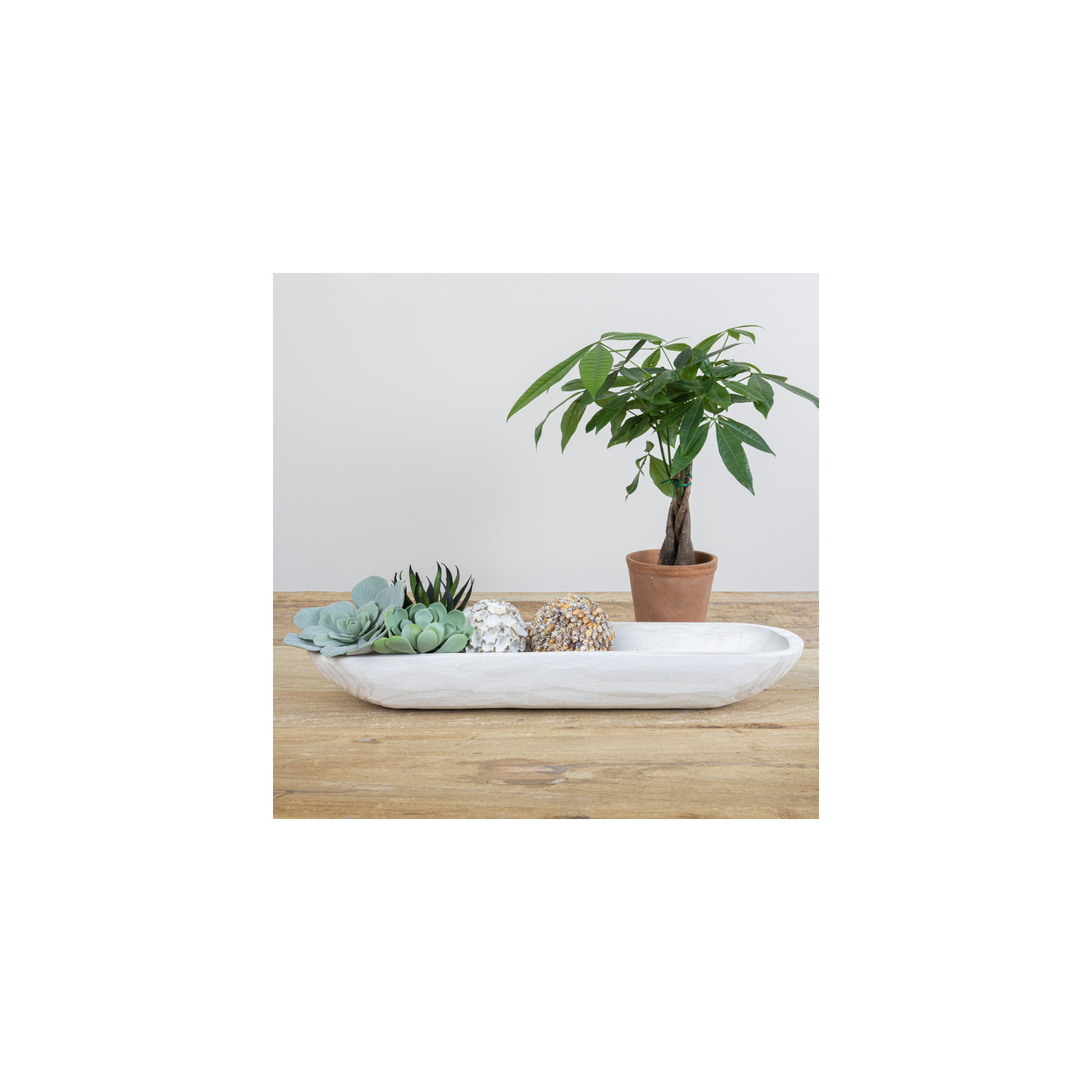 Kailyn Wood Decorative Bowl 1, 3.1"H x 23"W x 6"D, White