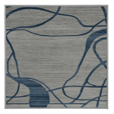 Machine Washable Abstract Gray Area Rug