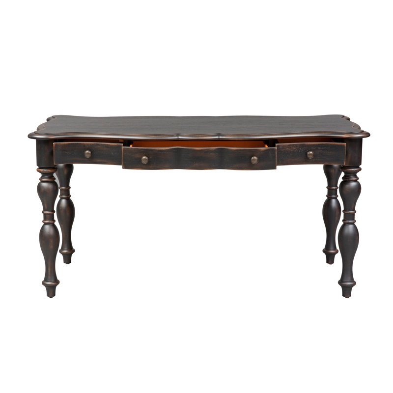 Solid Wood Writing Desk, Black/Black