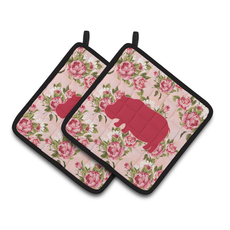 Caroline's Treasures Hippopotamus Floral Polyester Potholder