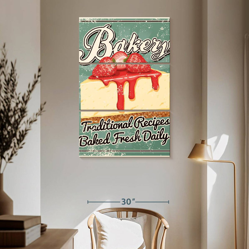 Plaque murale Kema Strawberry Cheesecake Bakery, H 65 po x l 42 po