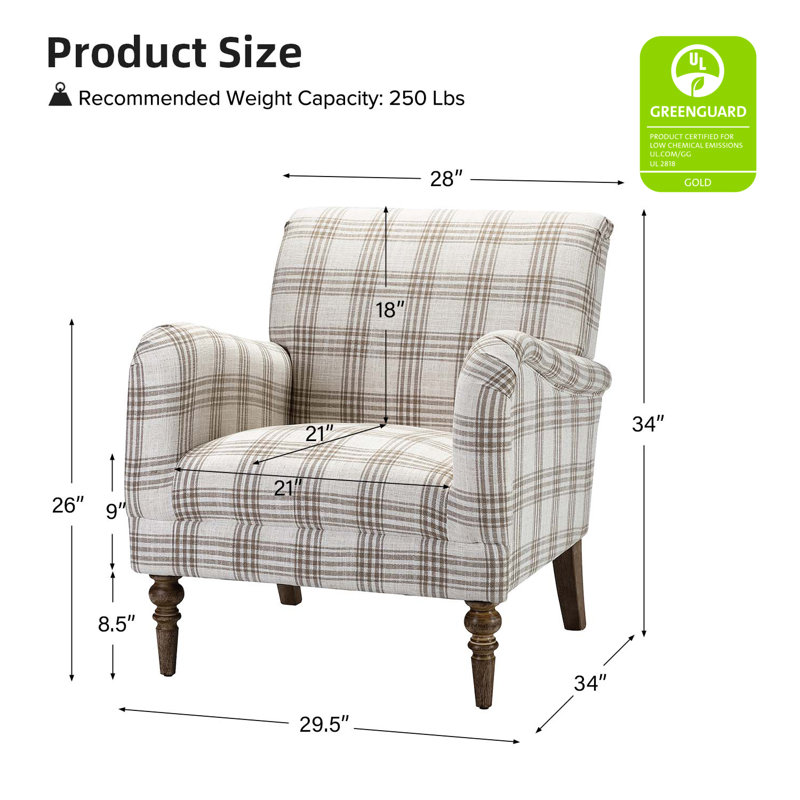 Fauteuil en polyester 29,5 po Arching Farmhouse, Brun clair
