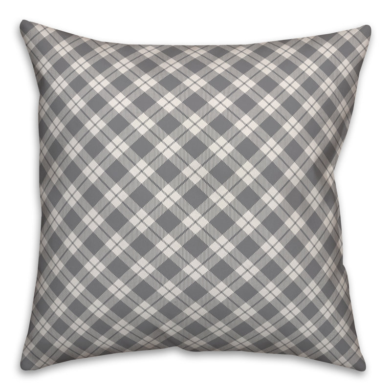  Coussin Circles, 20 po x 20 po, Tissu écossais gris