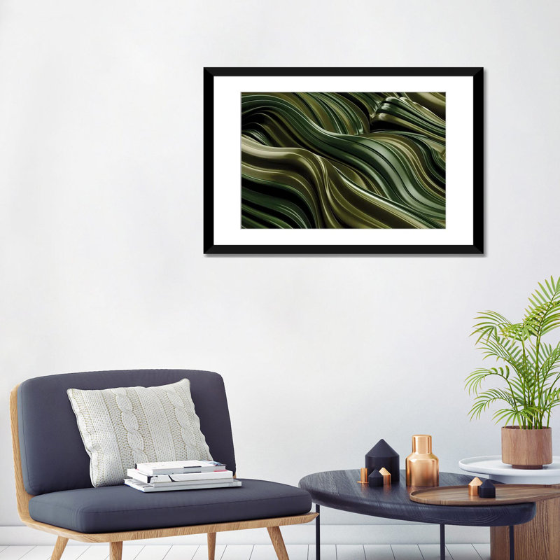 « green wave, horizontal » par danny fabrice, reproduction d’impression sur toile tendue, H 16 po x l 24 po x P 1 po, Blanc