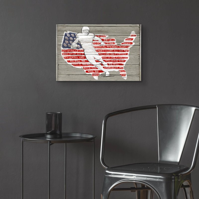  «Usa Flag And Runningback» par Art Licensing Studio, art mural en verre acrylique, 24 po x 16 po, H 16 po x l 24 po