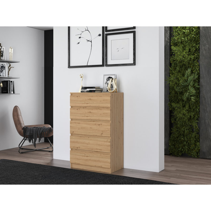 Tonya 5 Drawer 70cm Chest of Drawers, Artisan Oak