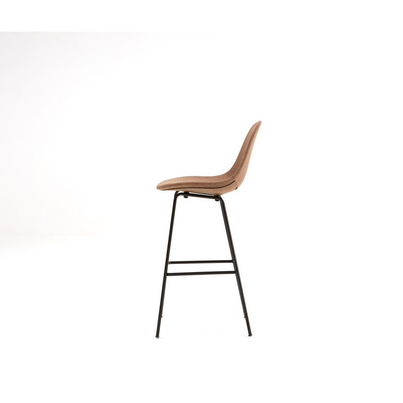 TA Upholstered Bar & Counter Stool, Bar Height (29.5" Seat Height), Brown, Chrome
