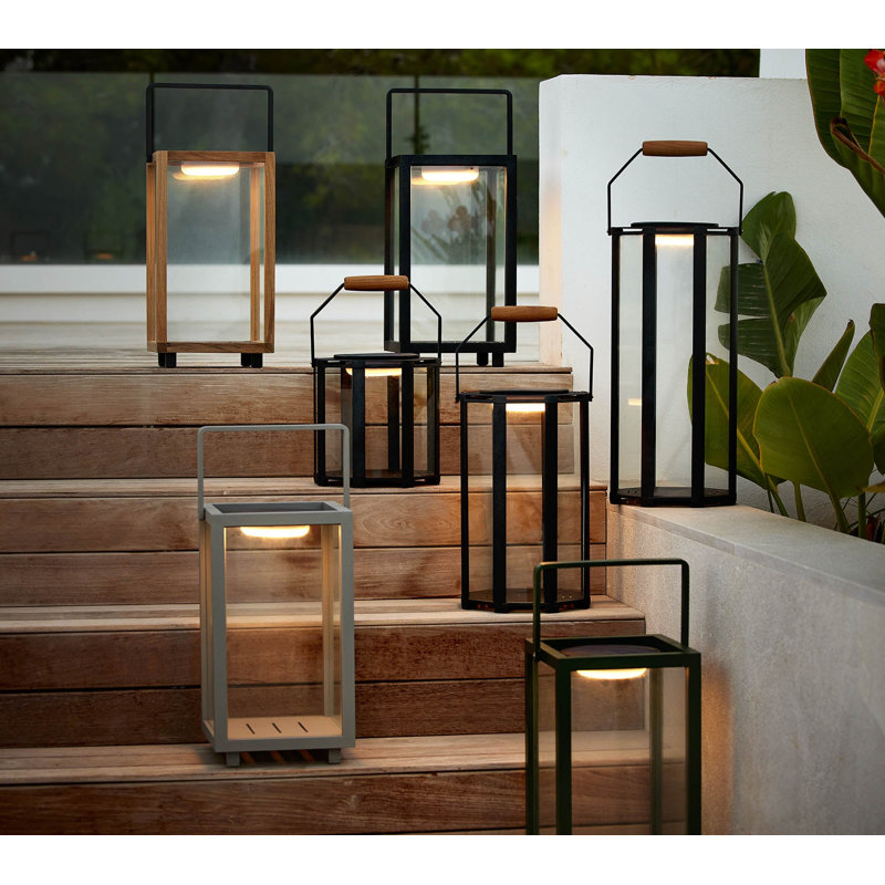Lightlux Lantern with Teak Handle Extra Small, 20.5" H x 9.8" W x 9.8" D