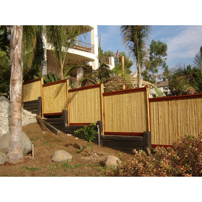 Natural Bamboo Privacy Screen Fence Panel with Galvanized Steel Wires