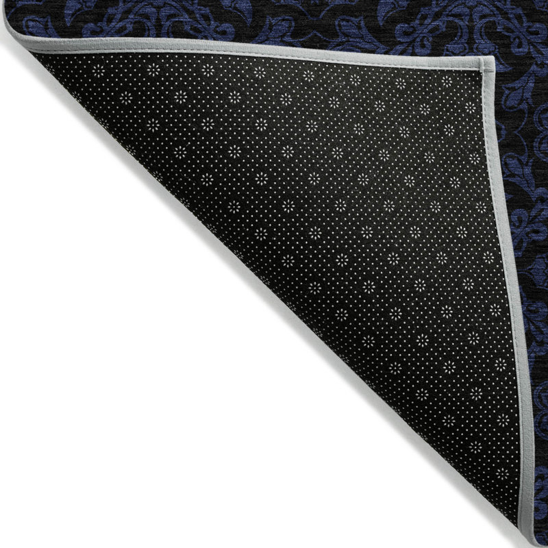 HomeRoots 3' X 5' Blue And Navy Blue Medallion Washable Indoor Outdoor Area Rug