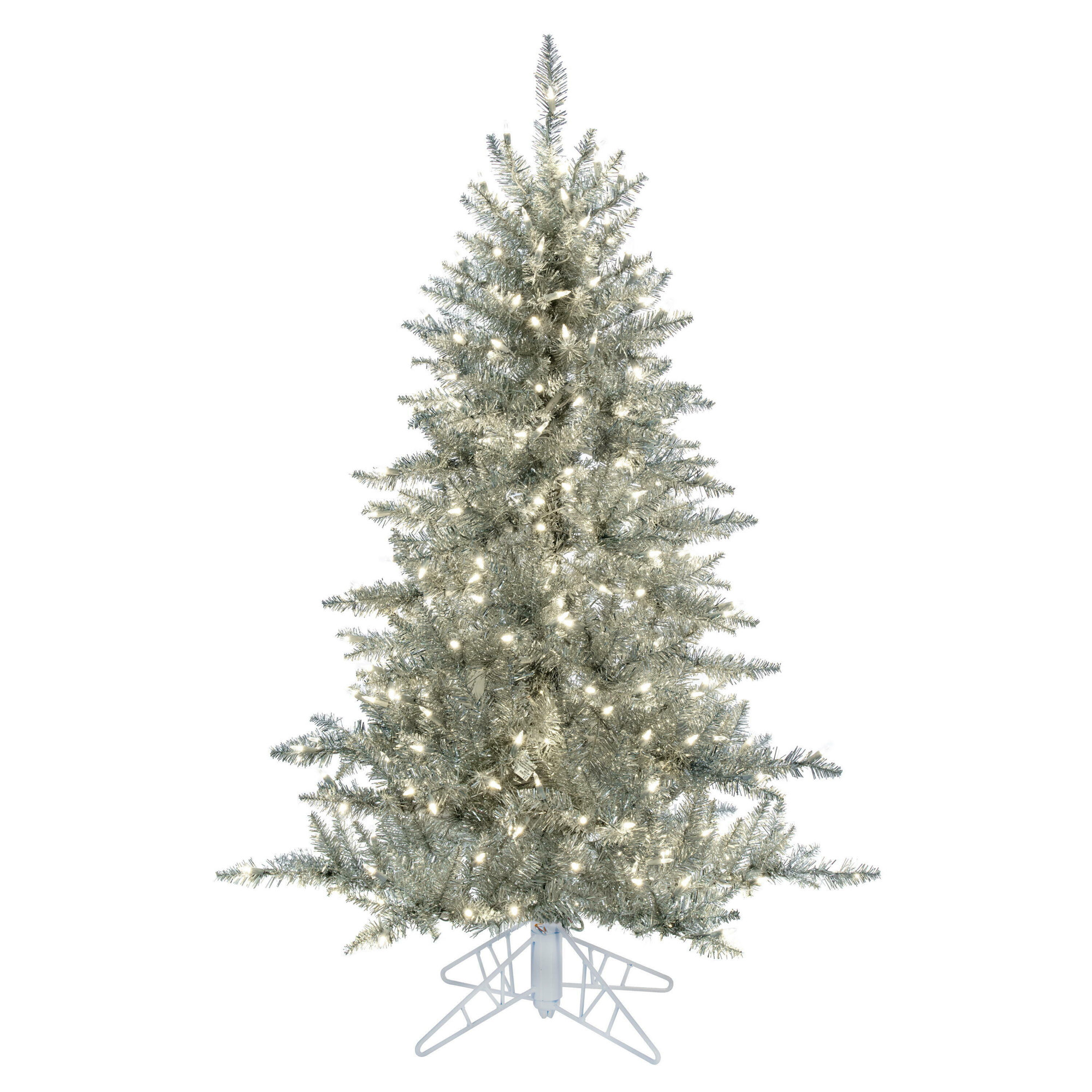 Silver Tinsel Fir Artificial Christmas Tree, 4.5'