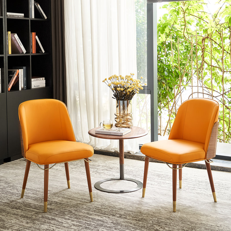 Fauteuil d'appoint rembourré en similicuir Andre-Lee, Orange