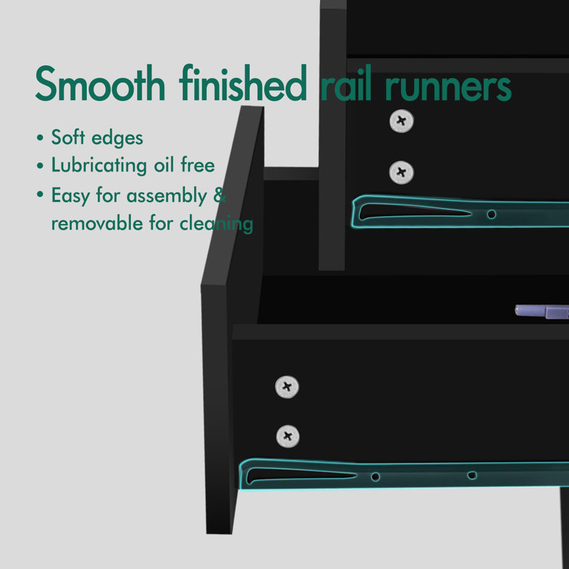 50 cm W Bedside Table, Black