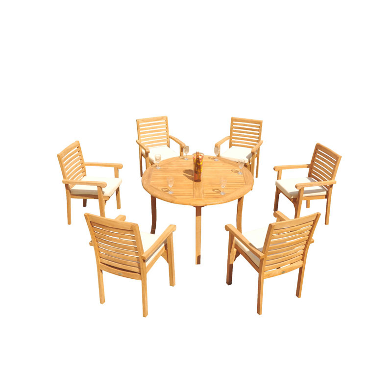 Hari Outdoor Teak Dining Set, 90" x 48" x 31.5", 4