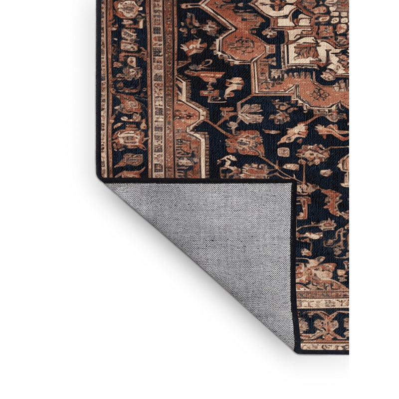 Tapis brun lavable à la machine, Rond 5 pi