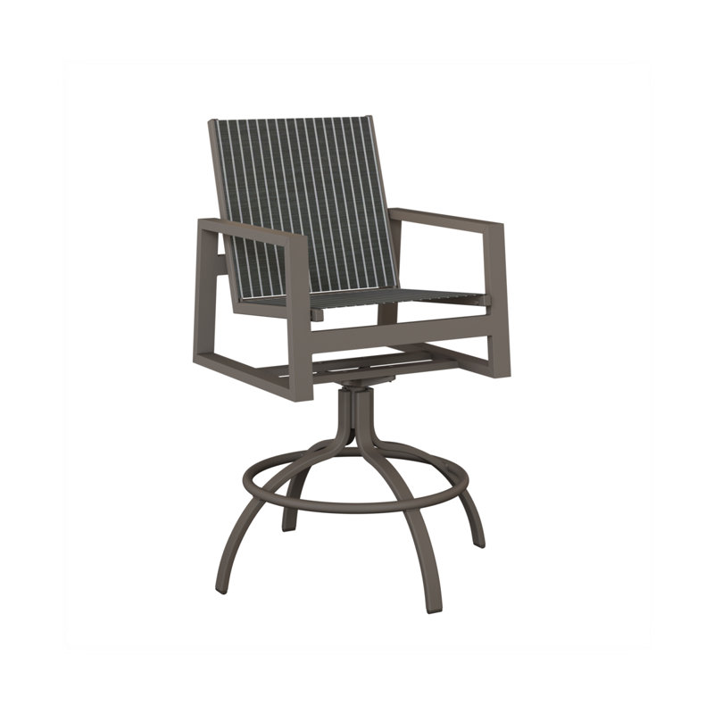 Chaise berçante pivotante en aluminium graphite Berlin Gardens, Graphite, Whisper rayé bleu marine