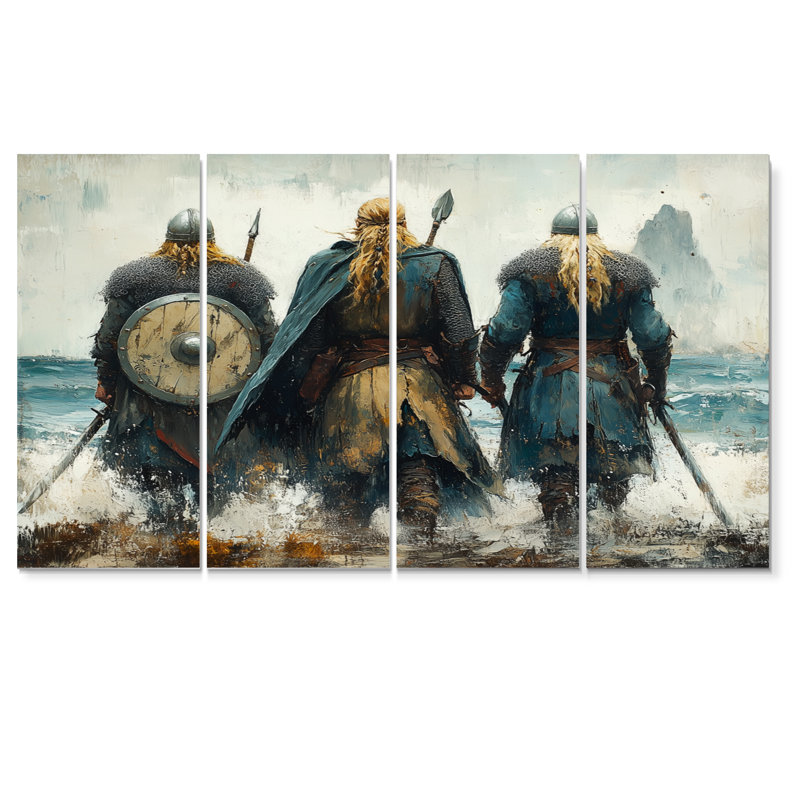 Viking Warriors Landscape - Vikings Art Wall Art Set, 28" H x 48" W