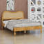 Base de lit style Mid-Century moderne avec tête de lit courbée en rotin-133434594-133434592