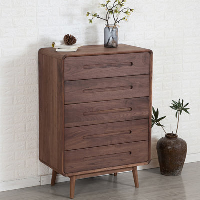 Commode d'appoint avec rangement en noyer noir
