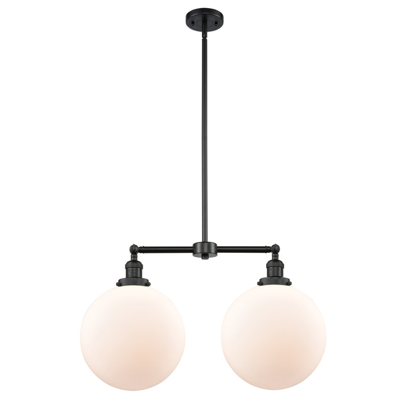 2 - Light Kitchen Island Pendant, Matte White, Matte Black