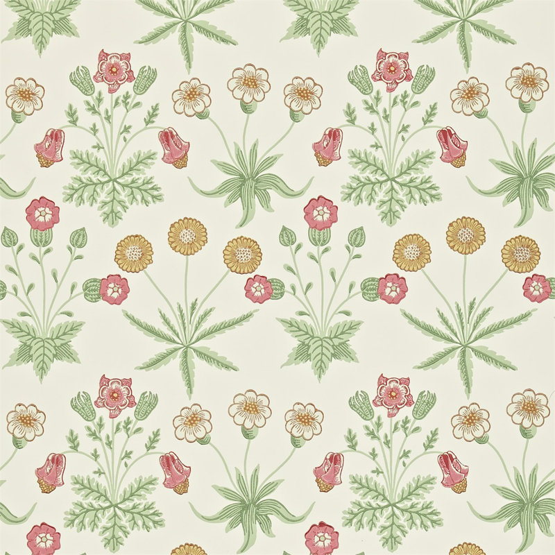 Daisy Wallpaper, Willow/Pink