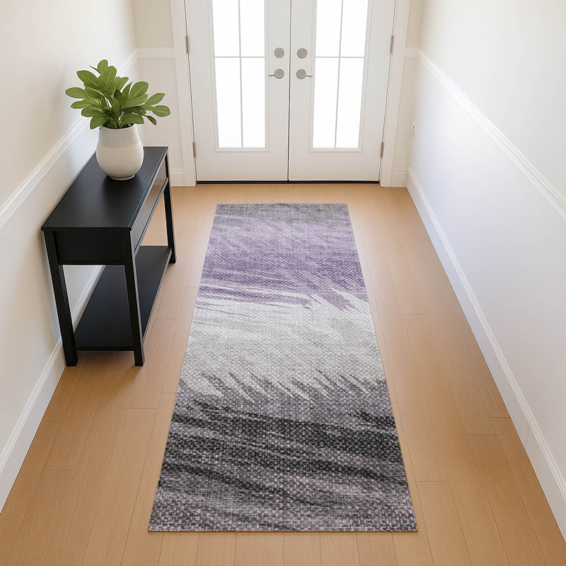 Machine Washable Indoor/Outdoor Huseby ACN2272 Stripes Rug, Runner 2'3" x 7'6"