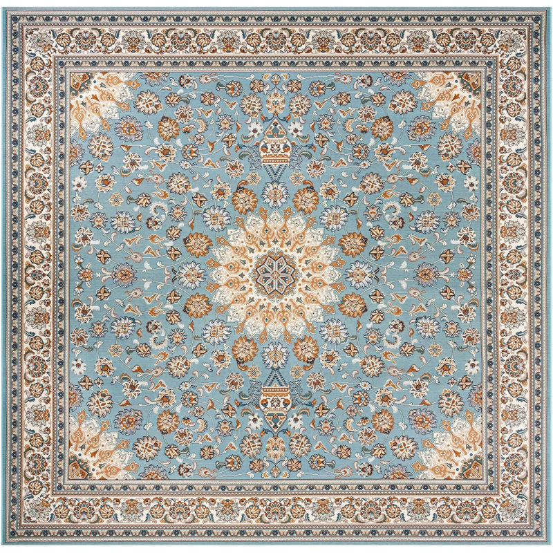 Tapis traditionnel bleu Tollefson, Carré 10 pi