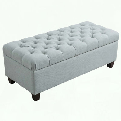 Rectangle Storage Ottoman Bench with Safety Hinge