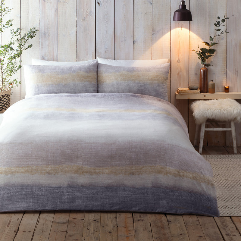 Anson Stripe Duvet Cover Set, Super King - 2 Standard Pillowcase, Mauve