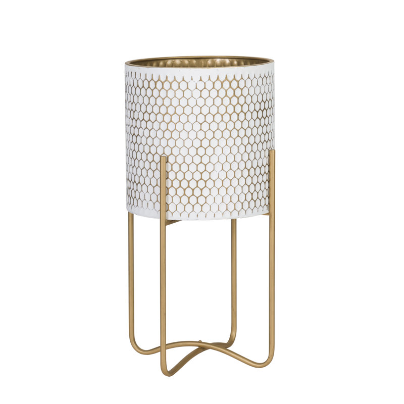 Cleare Honeycomb Pot with Ambrose Gold Base, 25.25" H x 13.25" W x 13.25" D
