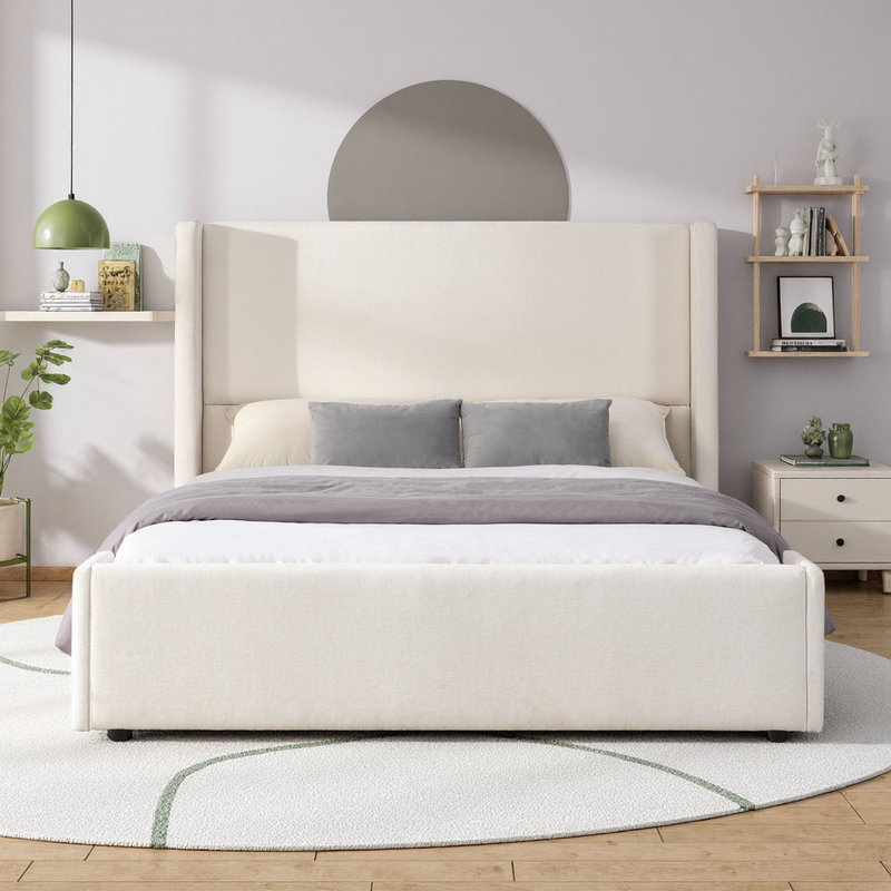​​​​ Queen / King Wingback Upholstered Bed with High Statement Headboard​, Queen