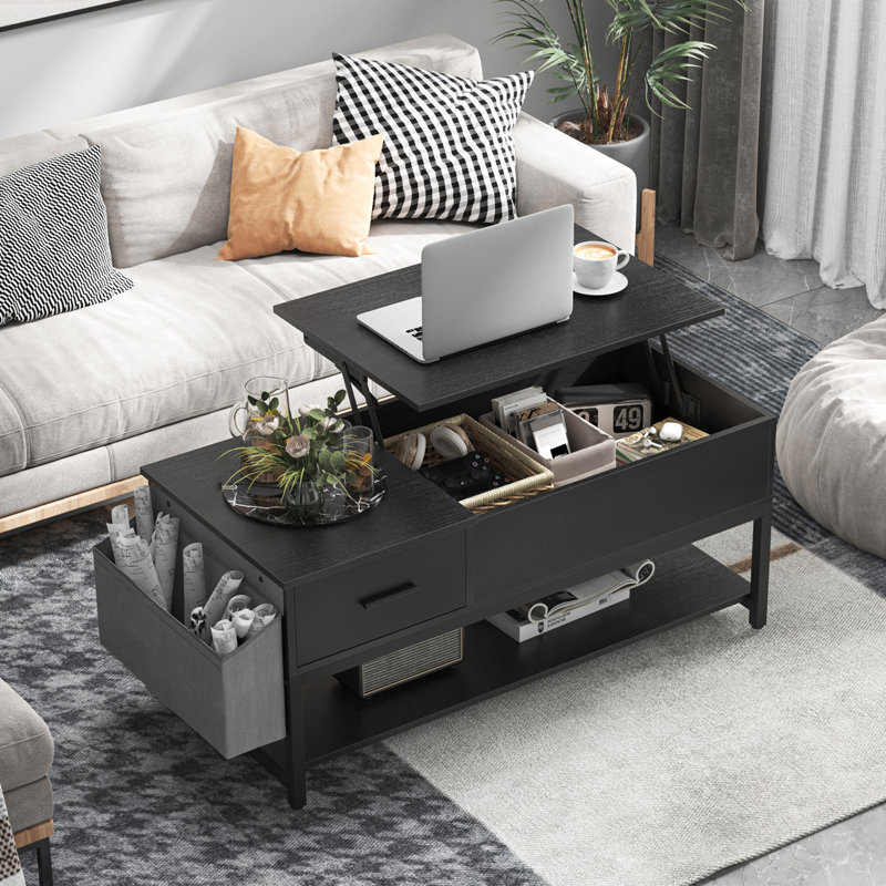 Table basse à 4 pieds avec rangement Arist, Noir