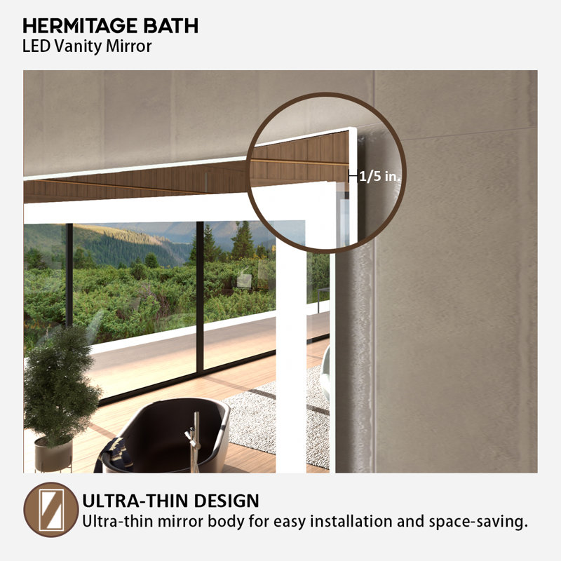 Currin 24 in. W x 36 in. H Rectangular Frameless LED Wall Bathroom Vanity Mirror, 36" x 24"