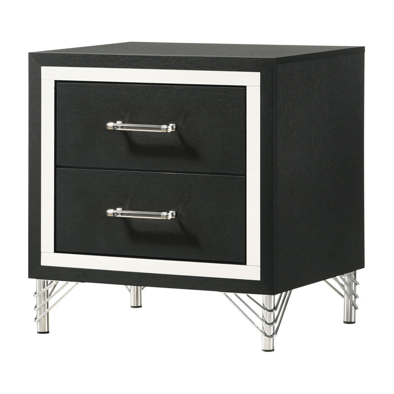 Malcolm Black 2-drawer Nightstand Bedside Table