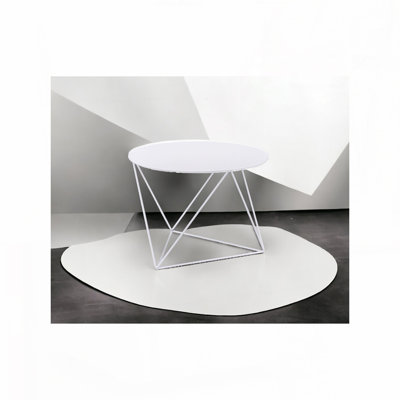 Salas Contemporary 23"Dia Round Frame End Table with Geometric Metal Base
