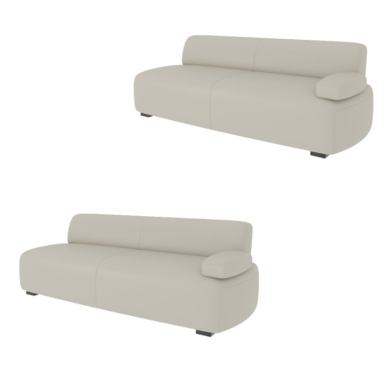 Banc rembourré en similicuir Light Luxury, Blanc cassé