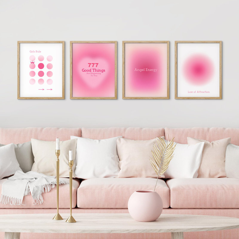 «Angel Angel Aura Motto», impression de 4 pièces encadrées sur papier, Naturel, H 16 po x l 12 po