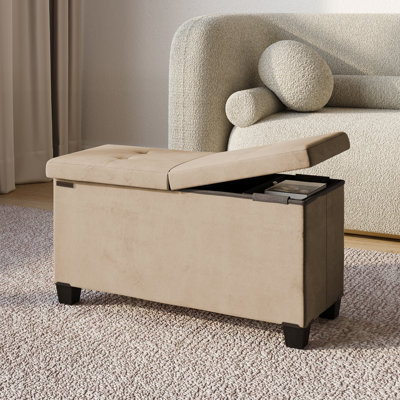 Banc repose-pieds en velours avec rangement amovible Nestl