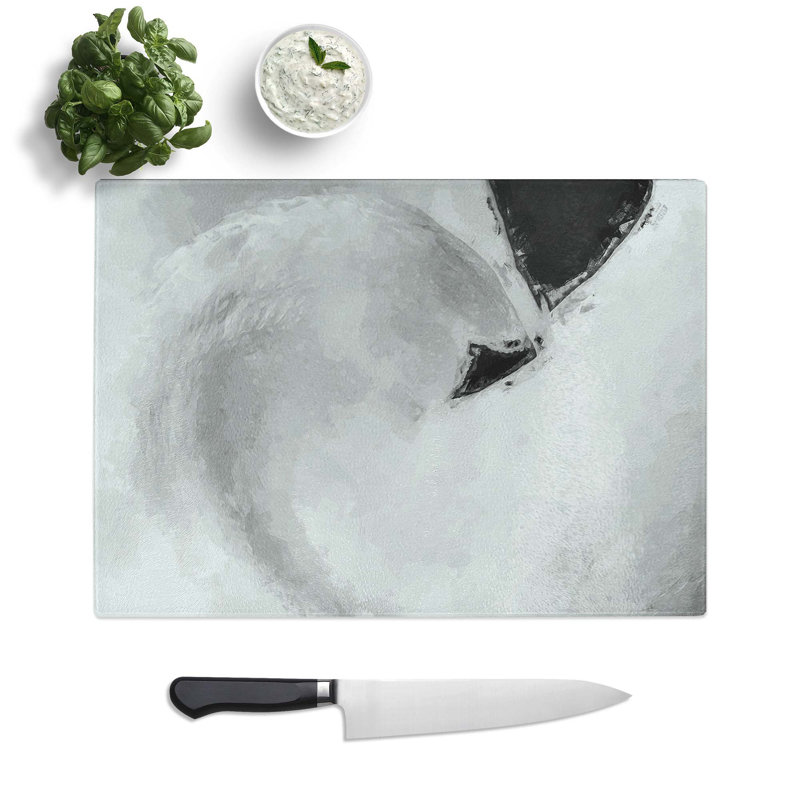 Glass Feathers of A Swan in Abstract Chopping Board, 39 cm W x 28.5 cm L