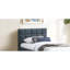 Lit double contemporain avec lit gigogne, revêtement en lin gris anthracite, tête de lit à motif quadrillé et pour chambre à coucher charmante