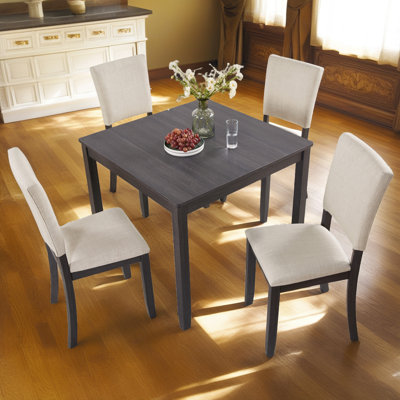 Ensemble de salle à manger moderne en bois - table carrée et 4 chaises rembourrées?