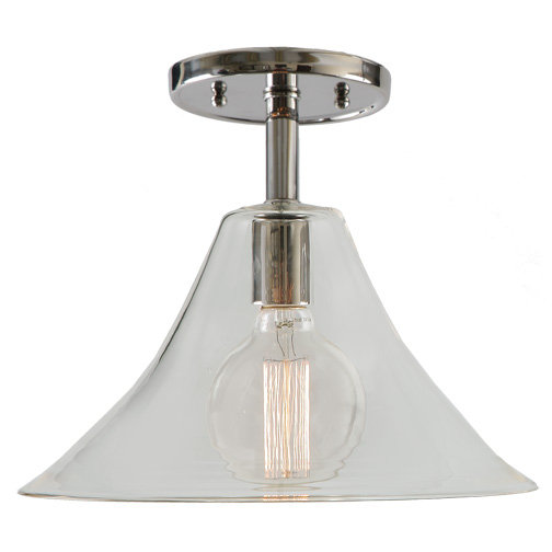 Baptiste Glass Semi Flush Mount, Polished Nickel