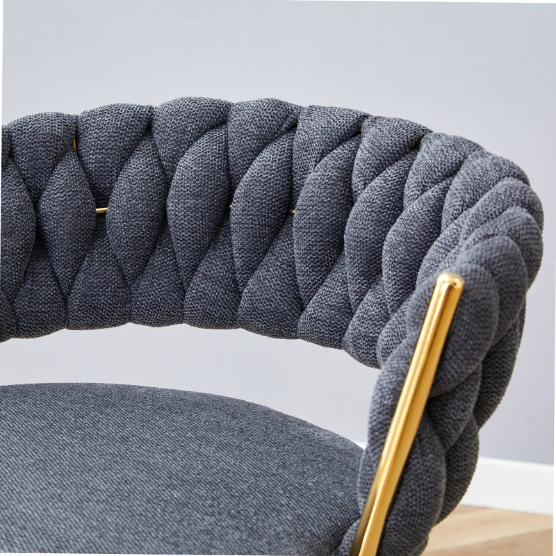 Two-Piece Rotating Swivel Chair, Dark Gray Cotton And Linen Soft Seat, Golden Metal Legs, Rust-Proof And Wear-Resistant, Suitable For Restaurant/Bar High Tables, Lightweight Single Unit.W2920P281916