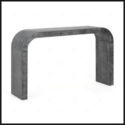 Natural Cedar Wood Console Table With Curved Edge, Perfect For Entryways And Living Rooms, Farmhouse And Rustic Style