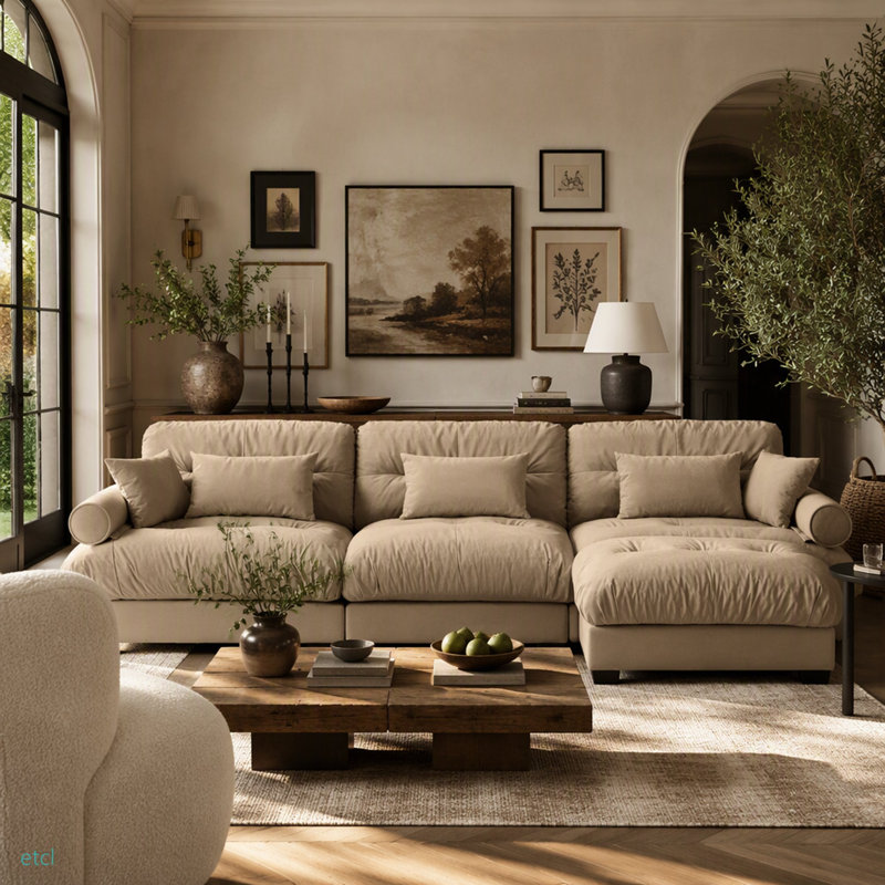 Canapé modulaire en velours surdimensionné Comfort, Velours brun
