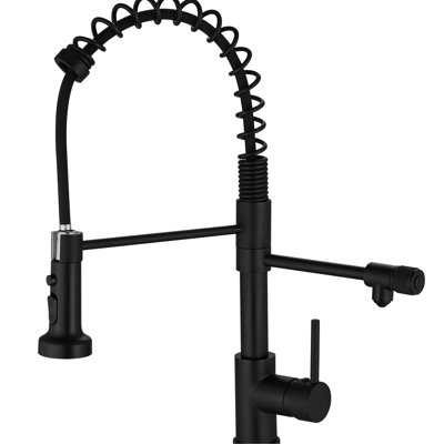 Matte Black Drinking Water Faucet With Purifier And Pull Down Filter - Kitchen Sink Faucet, Double Pipe Outlet, Easy To Install Maintain In Purifier, Effortless Maintenance