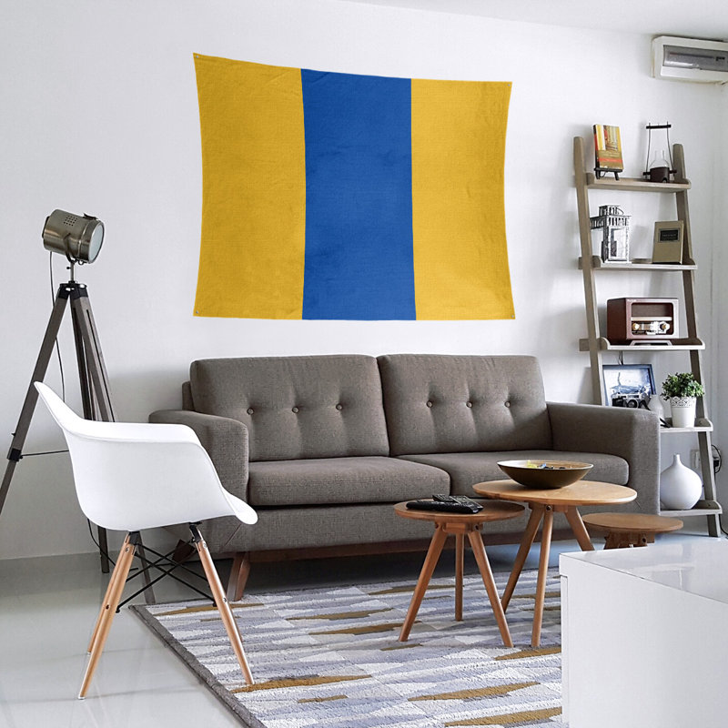 Tapisserie de polyester St. Louis, H 27,5 po x l 37,5 po, Doré / bleu royal / doré