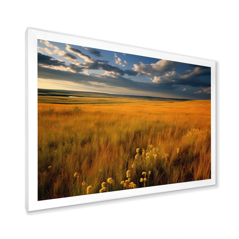 Calming Meadow I, reproduction d'art sur toile, Cadre simple blanc, H 12 po x l 20 po x P 1 po